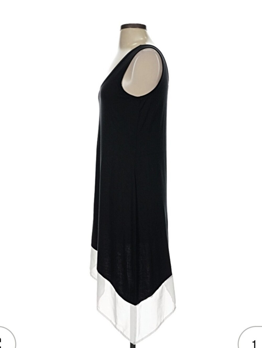 Calvin Klein Asymetrical Hem Sleeveless Dress feat. B&W Colorblock Design - Picture 7 of 11